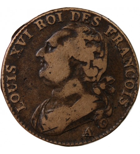 LOUIS XVI, CONSTITUTION - 12 DENIERS 1791 A PARIS