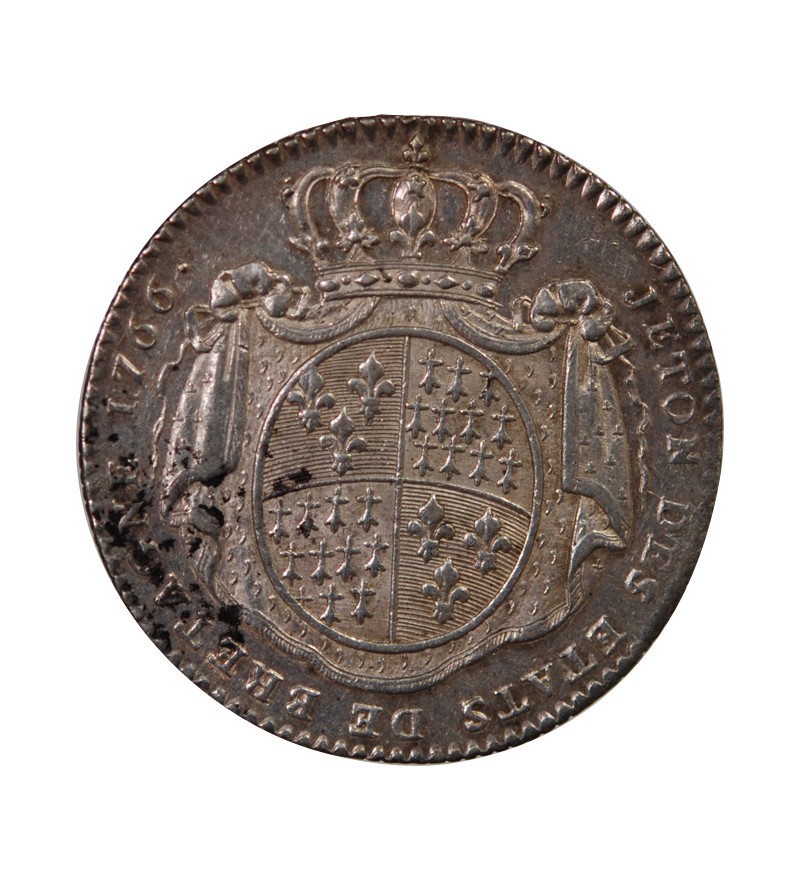 ETATS DE BRETAGNE, LOUIS XV – JETON ARGENT 1766 RENNES Daniel 116