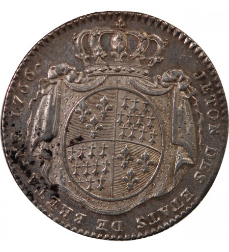 ETATS DE BRETAGNE, LOUIS XV – JETON ARGENT 1766 RENNES Daniel 116