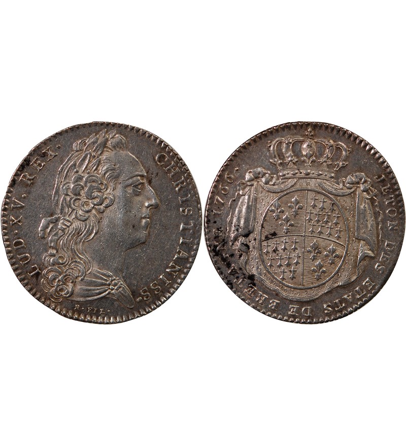 ETATS DE BRETAGNE, LOUIS XV – JETON ARGENT 1766 RENNES Daniel 116