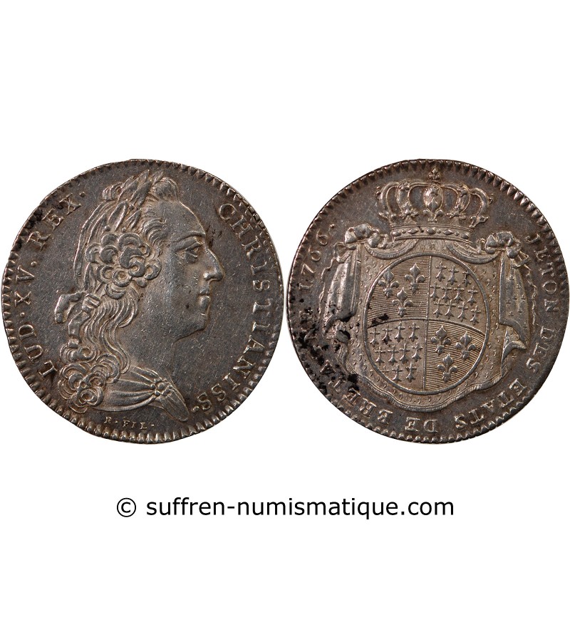 ETATS DE BRETAGNE, LOUIS XV – JETON ARGENT 1766 RENNES Daniel 116
