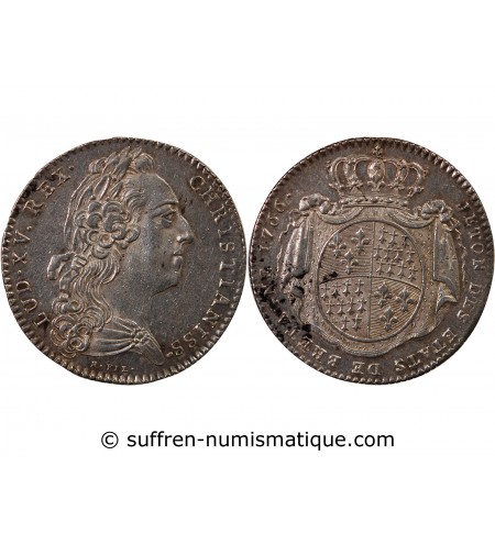 ETATS DE BRETAGNE, LOUIS XV – JETON ARGENT 1766 RENNES Daniel 116