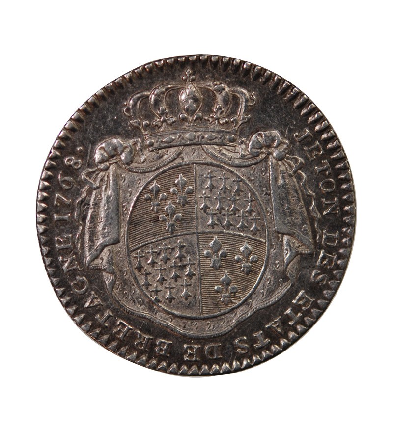 ETATS DE BRETAGNE, LOUIS XV – JETON ARGENT 1768 RENNES Daniel 119