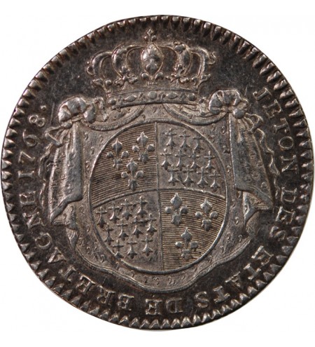 ETATS DE BRETAGNE, LOUIS XV – JETON ARGENT 1768 RENNES Daniel 119