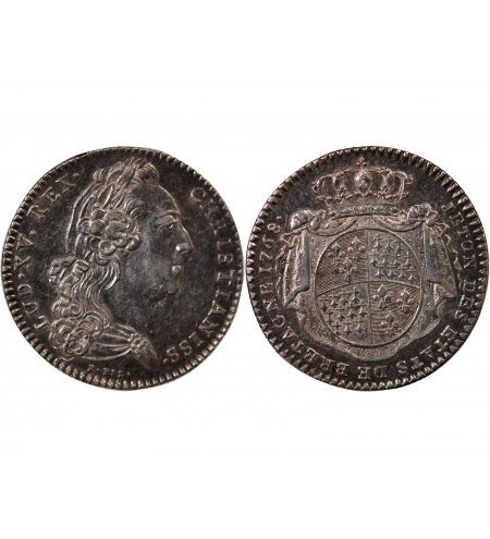 ETATS DE BRETAGNE, LOUIS XV – JETON ARGENT 1768 RENNES Daniel 119
