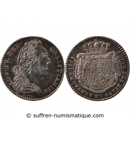 ETATS DE BRETAGNE, LOUIS XV – JETON ARGENT 1768 RENNES Daniel 119