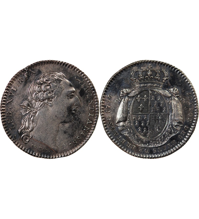 ETATS DE BRETAGNE, LOUIS XVI – JETON ARGENT 1776 RENNES Daniel 125