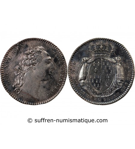 ETATS DE BRETAGNE, LOUIS XVI – JETON ARGENT 1776 RENNES Daniel 125
