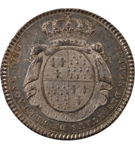 ETATS DE BRETAGNE, LOUIS XVI – JETON ARGENT 1780 RENNES Daniel 127