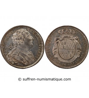 ETATS DE BRETAGNE, LOUIS XVI – JETON ARGENT 1780 RENNES Daniel 127