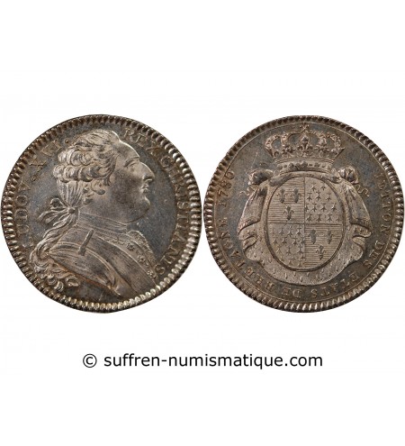 ETATS DE BRETAGNE, LOUIS XVI – JETON ARGENT 1780 RENNES Daniel 127