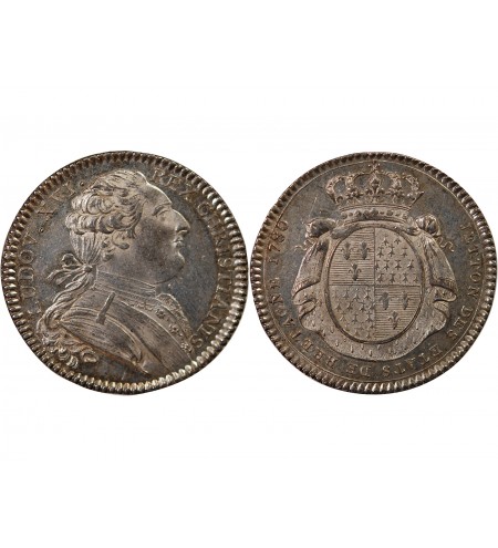 ETATS DE BRETAGNE, LOUIS XVI – JETON ARGENT 1780 RENNES Daniel 127