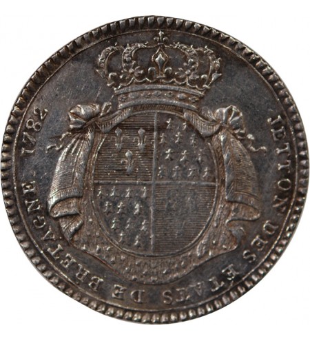 ETATS DE BRETAGNE, LOUIS XVI – JETON ARGENT 1782 RENNES Daniel 129