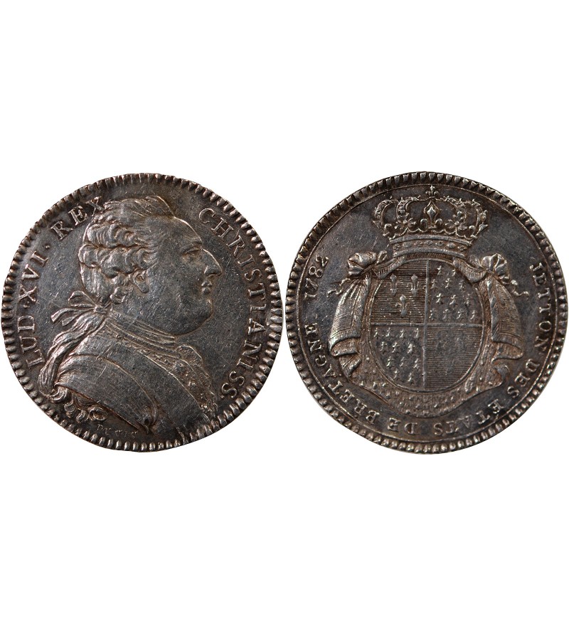 ETATS DE BRETAGNE, LOUIS XVI – JETON ARGENT 1782 RENNES Daniel 129
