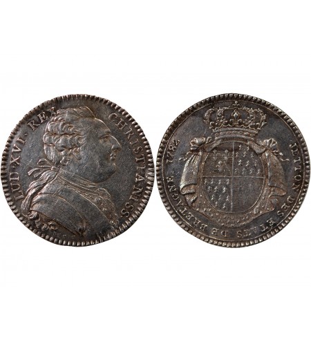 ETATS DE BRETAGNE, LOUIS XVI – JETON ARGENT 1782 RENNES Daniel 129