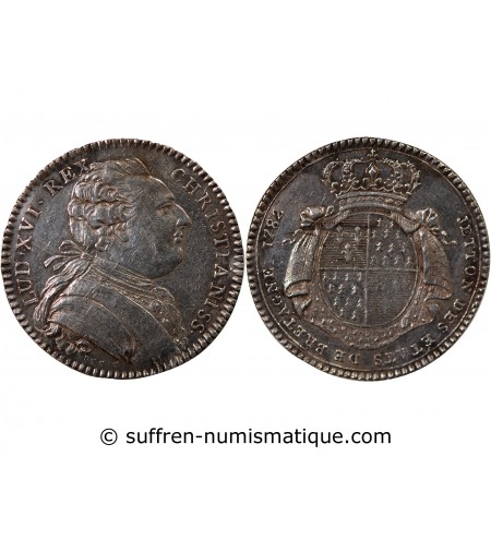 ETATS DE BRETAGNE, LOUIS XVI – JETON ARGENT 1782 RENNES Daniel 129