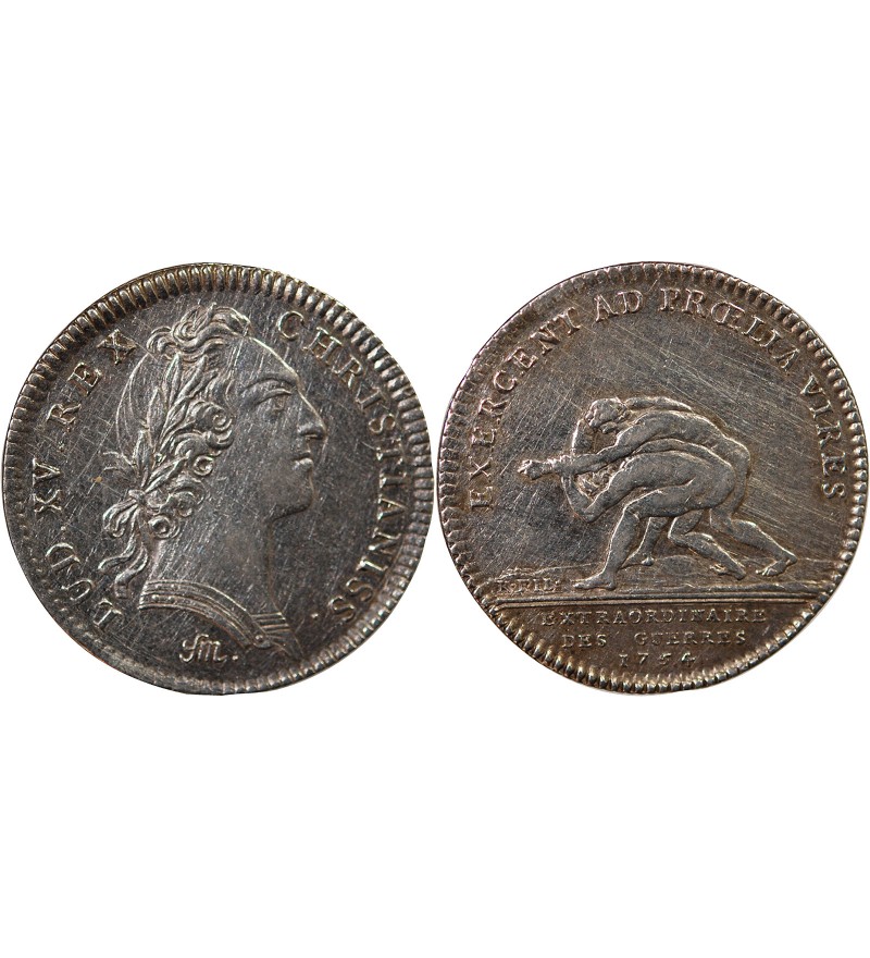 EXTRAORDINAIRE DES GUERRES, LOUIS XV - JETON ARGENT 1754