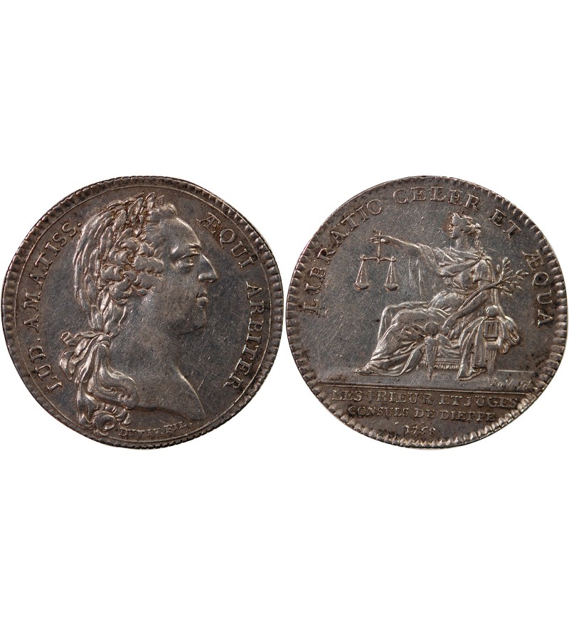 JUGES-CONSULS DE DIEPPE, LOUIS XV - JETON ARGENT 1758