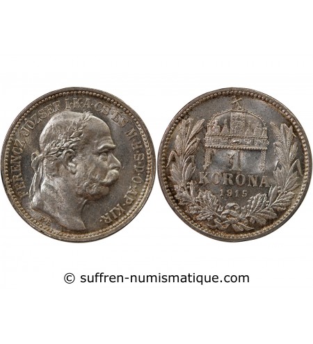HONGRIE, FRANÇOIS-JOSEPH Ier - KORONA ARGENT 1915 KB