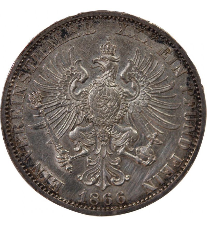 ALLEMAGNE, PRUSSE, WILHELM Ier - THALER ARGENT 1866 A BERLIN