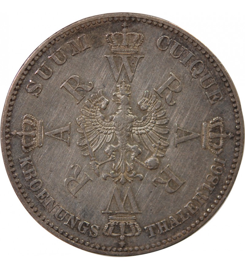 ALLEMAGNE, PRUSSE, WILHELM Ier - THALER ARGENT 1861 A BERLIN