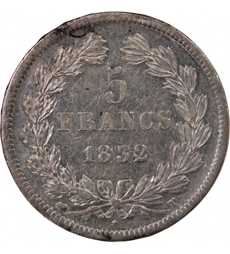 LOUIS PHILIPPE﻿ - 5 FRANCS ARGENT 1832 T NANTES "Type Domard, Tr relief"