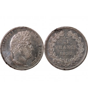 LOUIS PHILIPPE﻿ - 5 FRANCS ARGENT 1832 T NANTES "Type Domard, Tr relief" 2