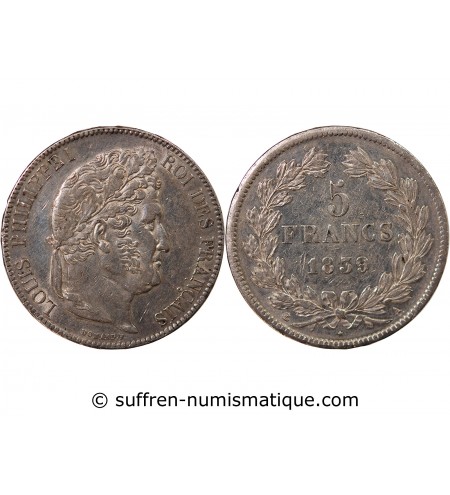 LOUIS PHILIPPE﻿ - 5 FRANCS ARGENT 1839 A PARIS "Type Domard, Tr relief"