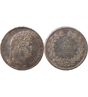 LOUIS PHILIPPE﻿ - 5 FRANCS ARGENT 1839 A PARIS "Type Domard, Tr relief" 2