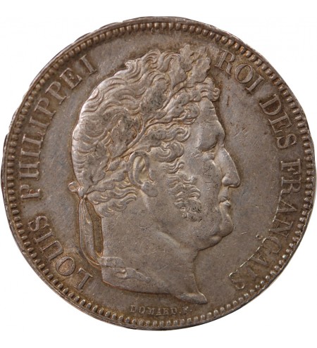 LOUIS PHILIPPE﻿ - 5 FRANCS ARGENT 1842 W LILLE "Type Domard, Tr relief"