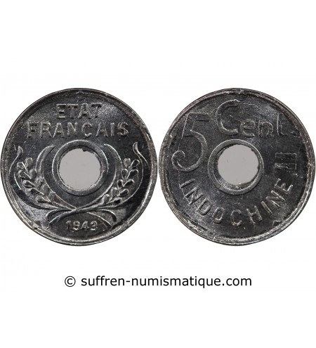INDOCHINE FRANCAISE - 5 CENTIMES 1943