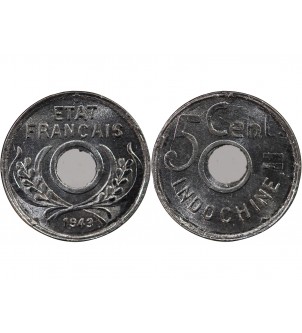 INDOCHINE FRANCAISE - 5 CENTIMES 1943 2