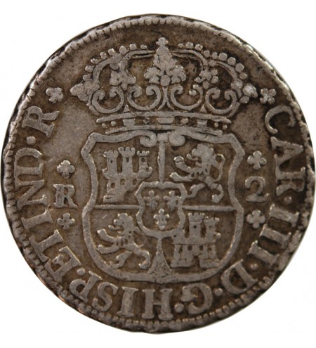 MEXIQUE, CHARLES III - 2 REALES ARGENT 1862 MEXICO