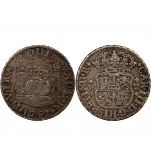 MEXIQUE, CHARLES III - 2 REALES ARGENT 1862 MEXICO 2