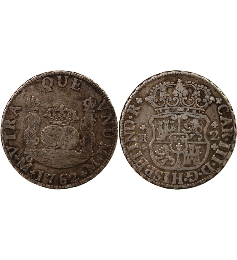 MEXIQUE, CHARLES III - 2 REALES ARGENT 1862 MEXICO