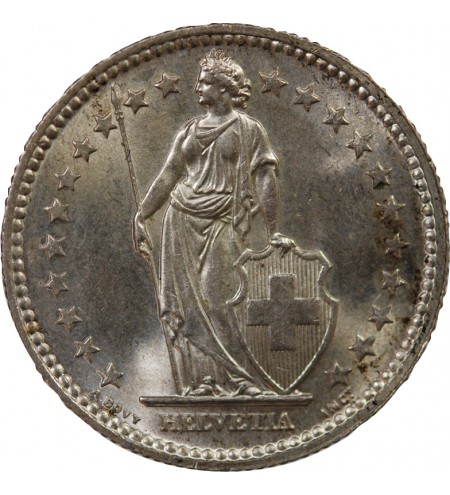 SUISSE, HELVETIA DEBOUT - 2 FRANCS ARGENT 1957 B BERNE