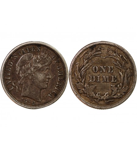 USA - 10 CENTS ARGENT "Barber Dime" 1916 PHILADELPHIE