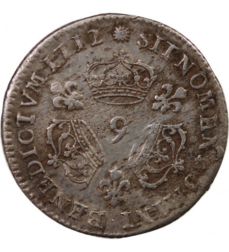 LOUIS XIV﻿ - 1/10 ECU AUX TROIS COURONNES 1712 9 RENNES