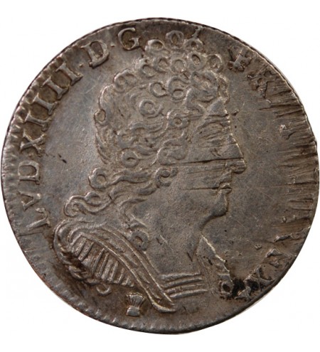 LOUIS XIV﻿ - 1/10 ECU AUX TROIS COURONNES 1712 9 RENNES