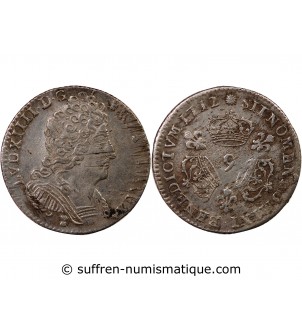 LOUIS XIV﻿ - 1/10 ECU AUX TROIS COURONNES 1712 9 RENNES