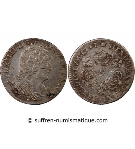 LOUIS XIV﻿ - 1/10 ECU AUX TROIS COURONNES 1712 9 RENNES