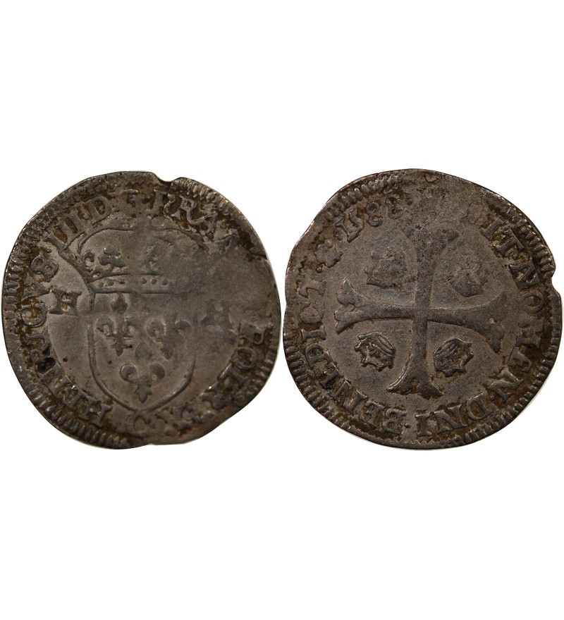 HENRI III - DOUZAIN AUX DEUX H 1588 SAINT-LÔ
