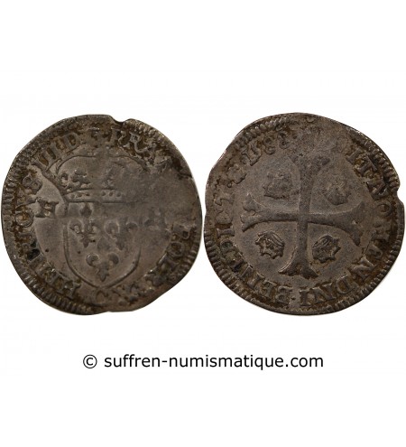 HENRI III - DOUZAIN AUX DEUX H 1588 SAINT-LÔ
