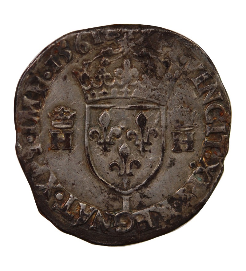 CHARLES IX, AU NOM D'HENRI II - TESTON ARGENT 1561 I LIMOGES