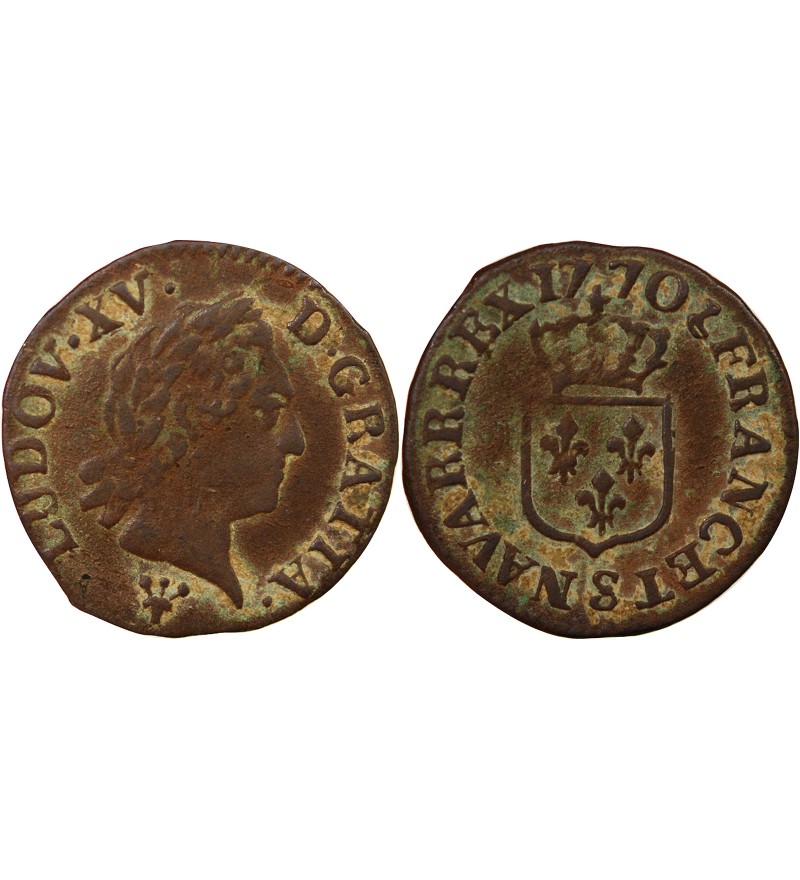 LOUIS XV - LIARD A LA VIEILLE TÊTE 1770 S REIMS