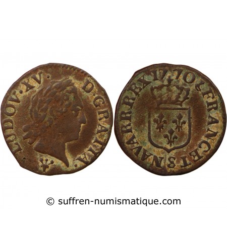 LOUIS XV - LIARD A LA VIEILLE TÊTE 1770 S REIMS