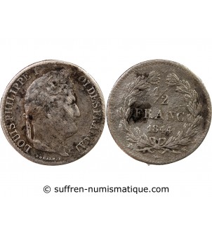 LOUIS-PHILIPPE﻿ Ier - 1/2 FRANC ARGENT 1844 K BORDEAUX