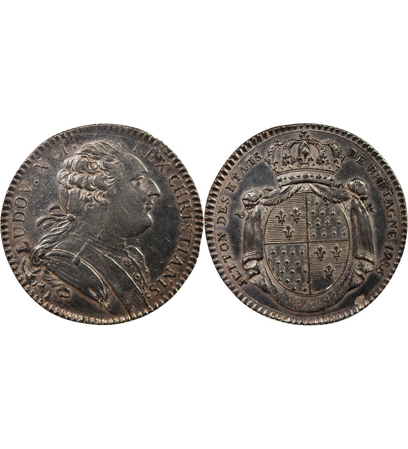 ETATS DE BRETAGNE, LOUIS XVI – JETON ARGENT 1786 RENNES