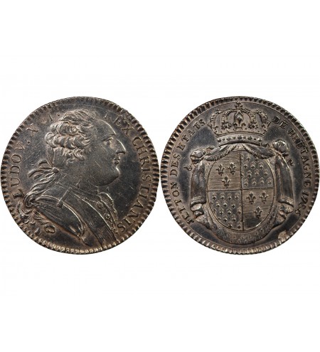 ETATS DE BRETAGNE, LOUIS XVI – JETON ARGENT 1786 RENNES