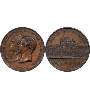 EXPOSITION UNIVERSELLE DE 1855, NAPOLEON III ET EUGENIE - MEDAILLE ZINC 2